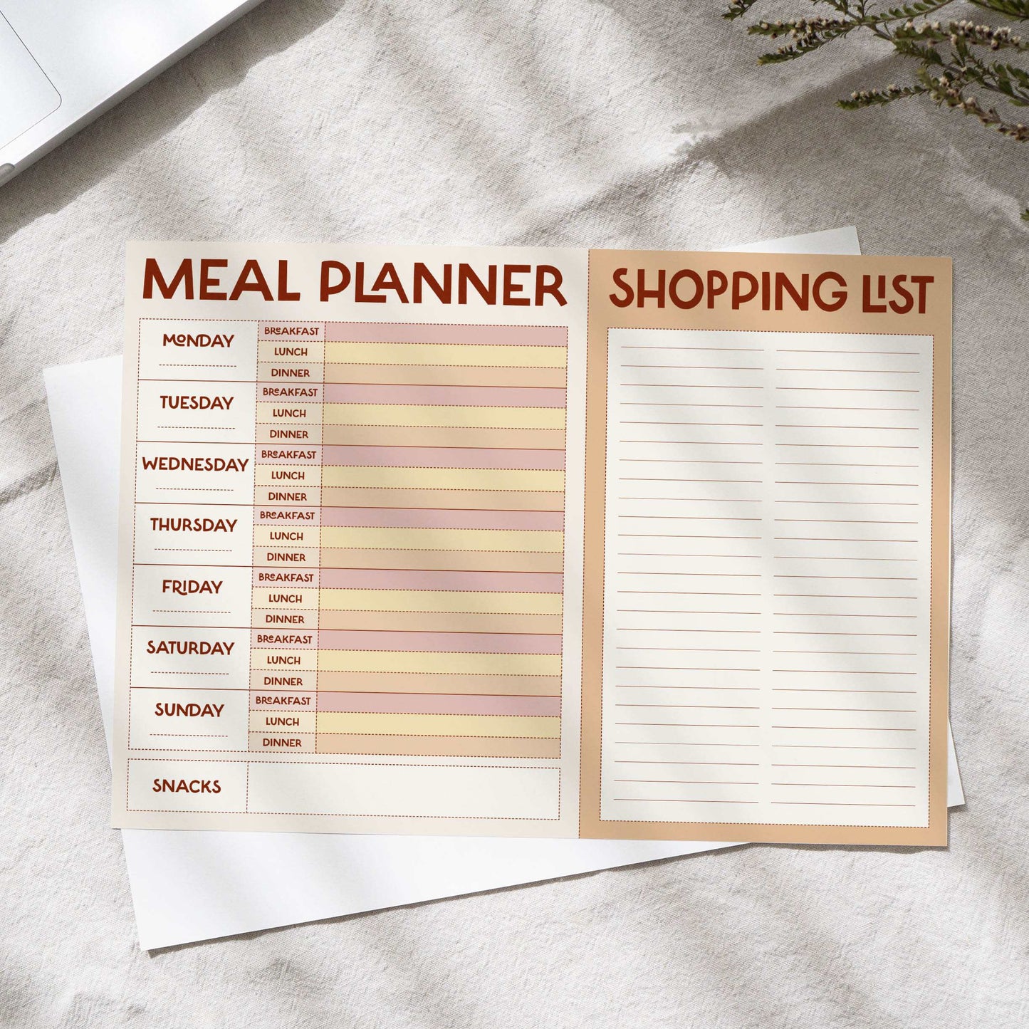 Minimal Stylish Weekly Meal Planner & Shopping List Notepad | A4 Grocery Planner | Meal Prep Planner-1
