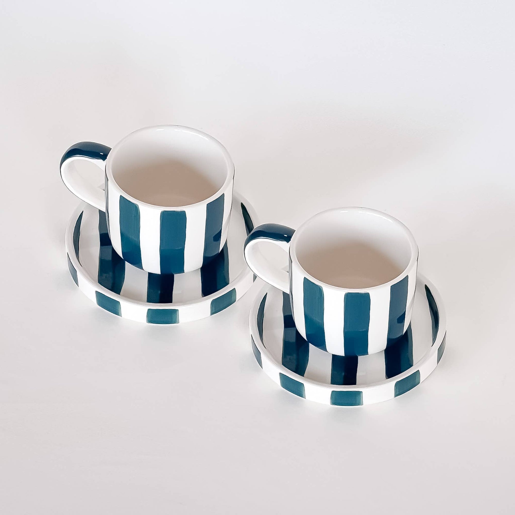 Striped Espresso Cup & Saucer Set | Green