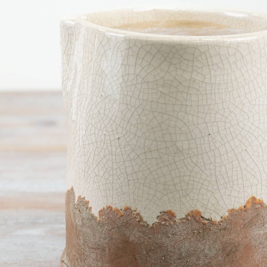 Ceramic Jug White and Terracotta