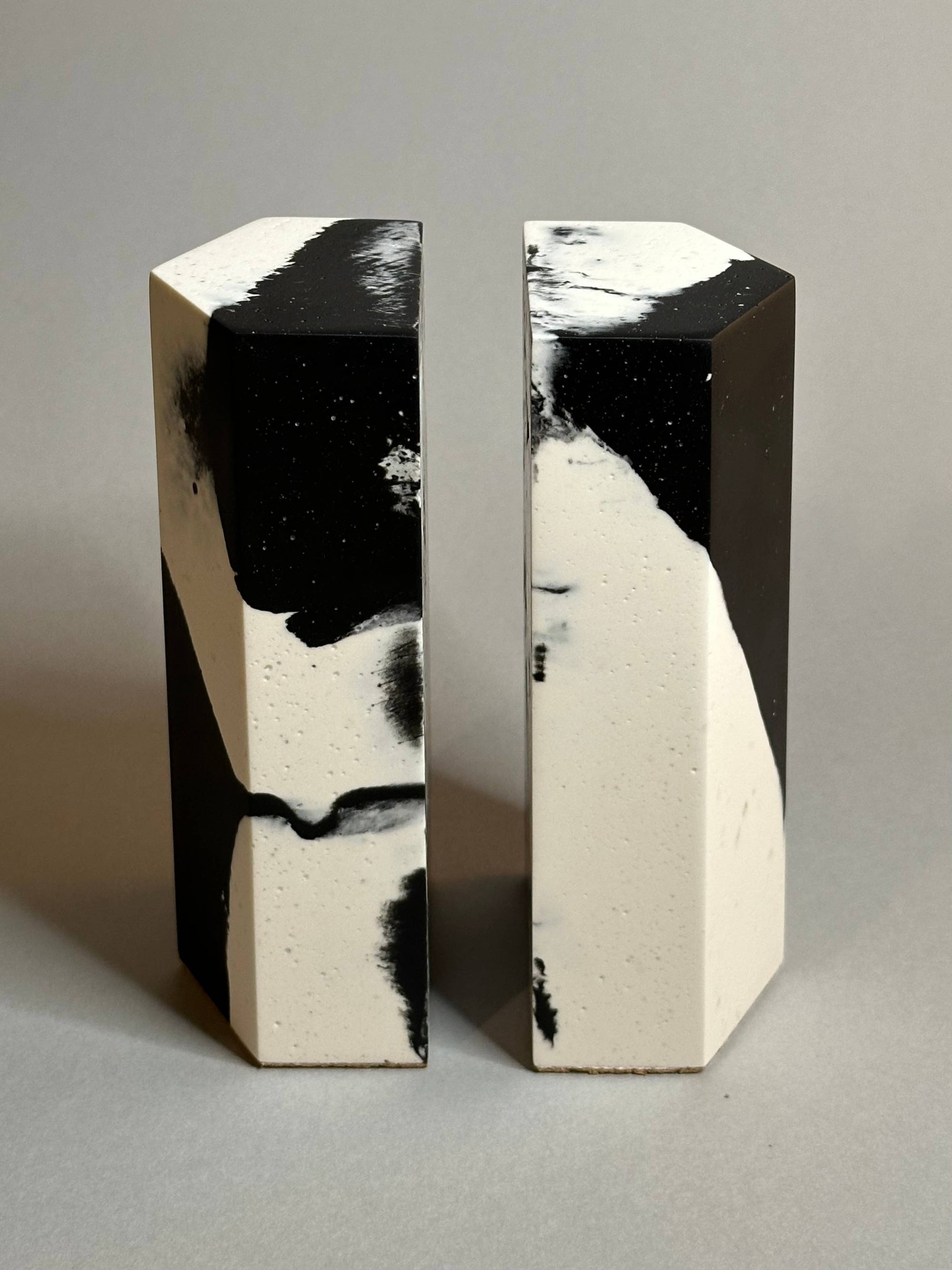 Black and White Marbled Bookends