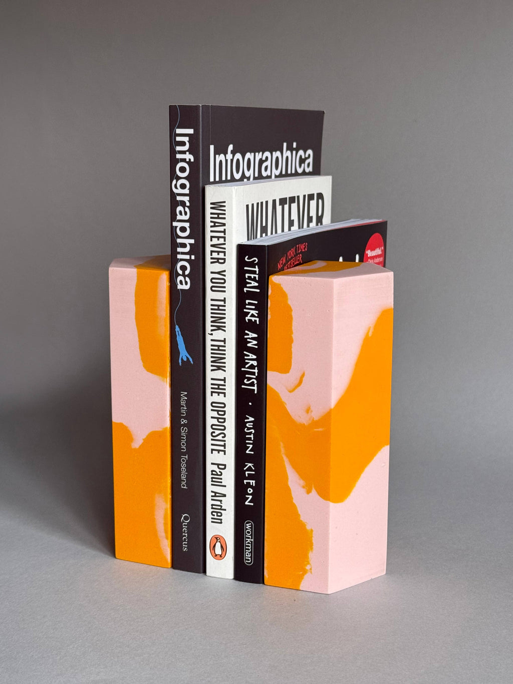 Orange and Pink Marbled Bookends