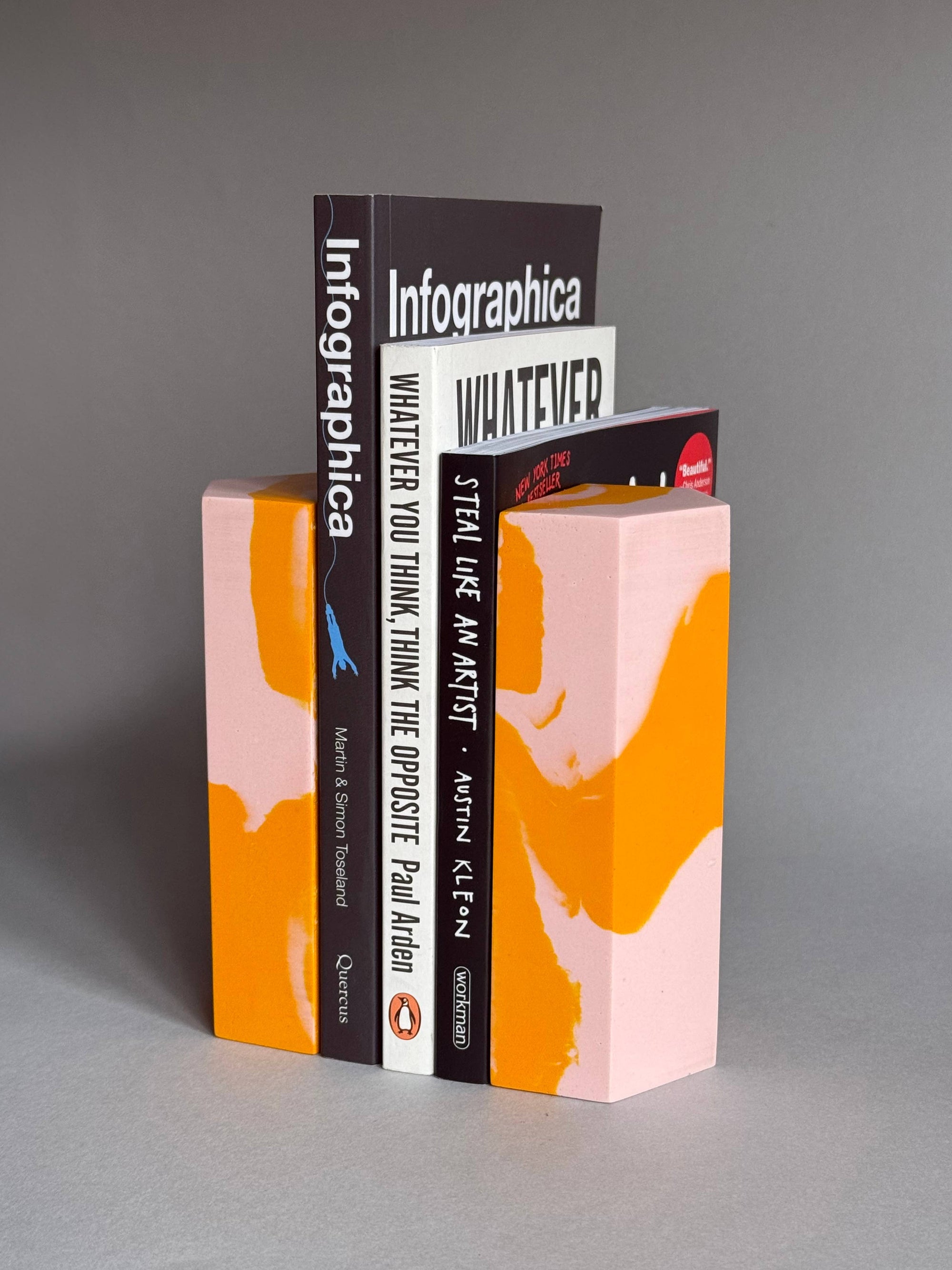 Orange and Pink Marbled Bookends