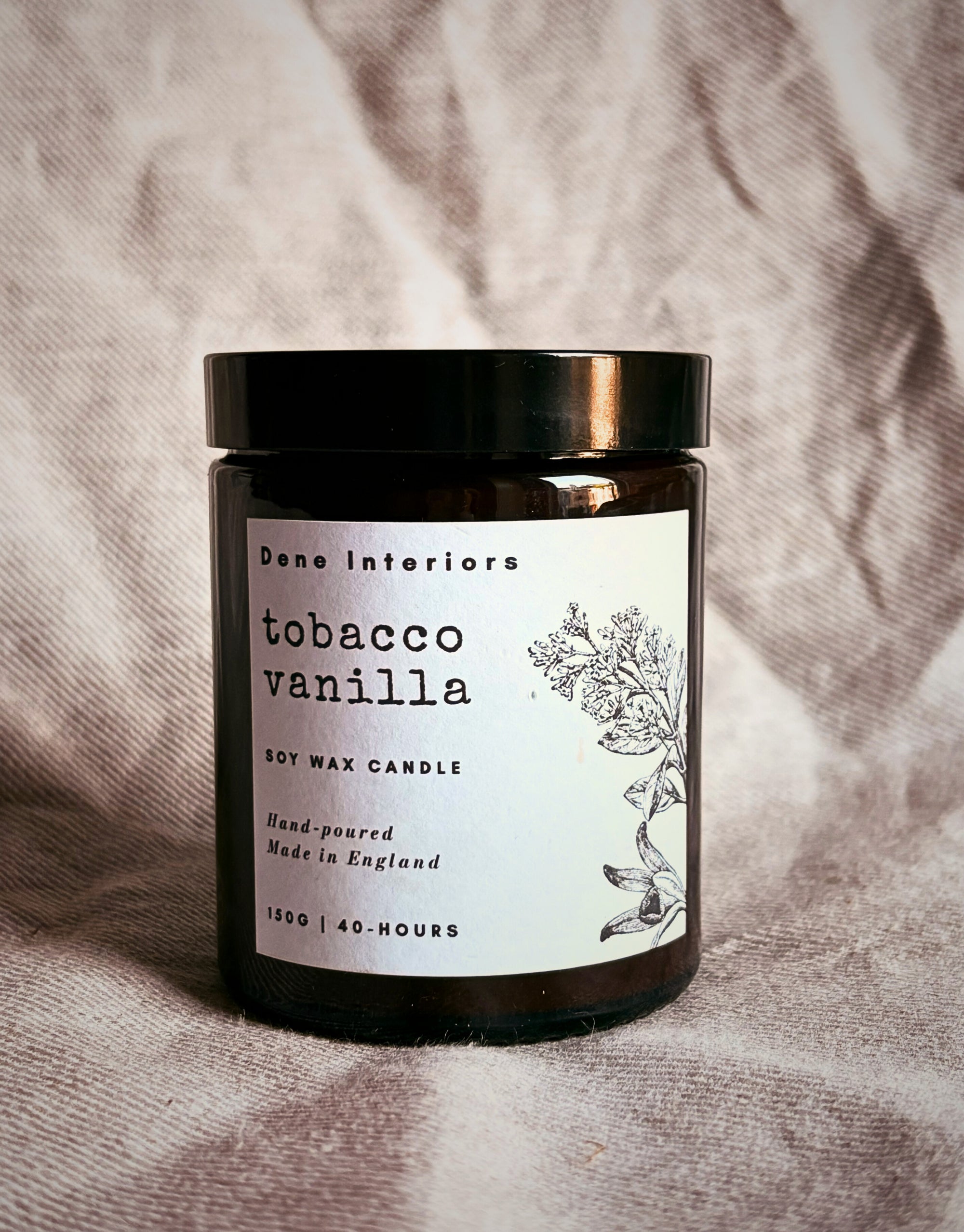 Tobacco Vanilla Candle Amber Glass Jar