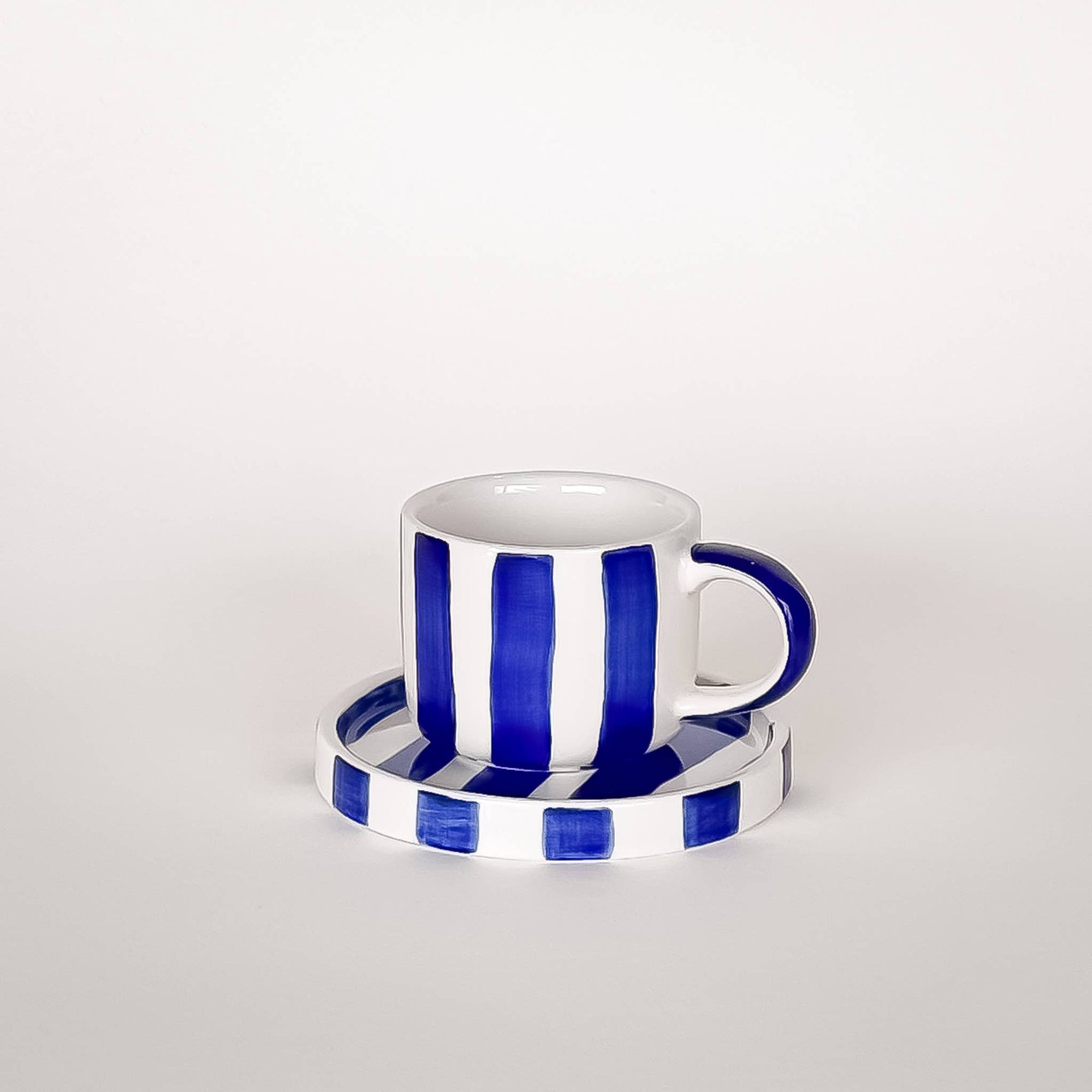 Striped Espresso Cup & Saucer Set | Navy