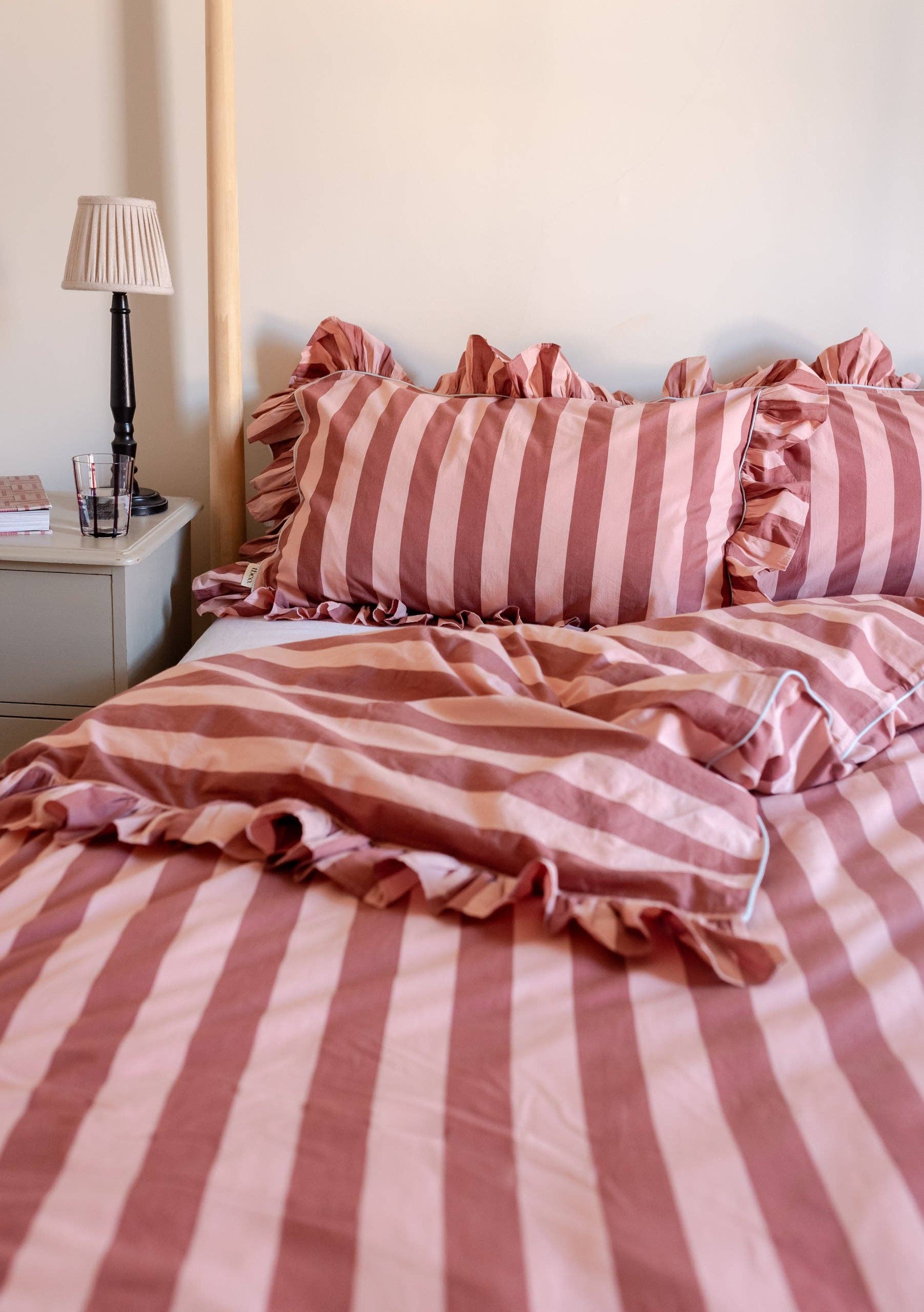 Red and Pink Ruffle Duvet Cover
