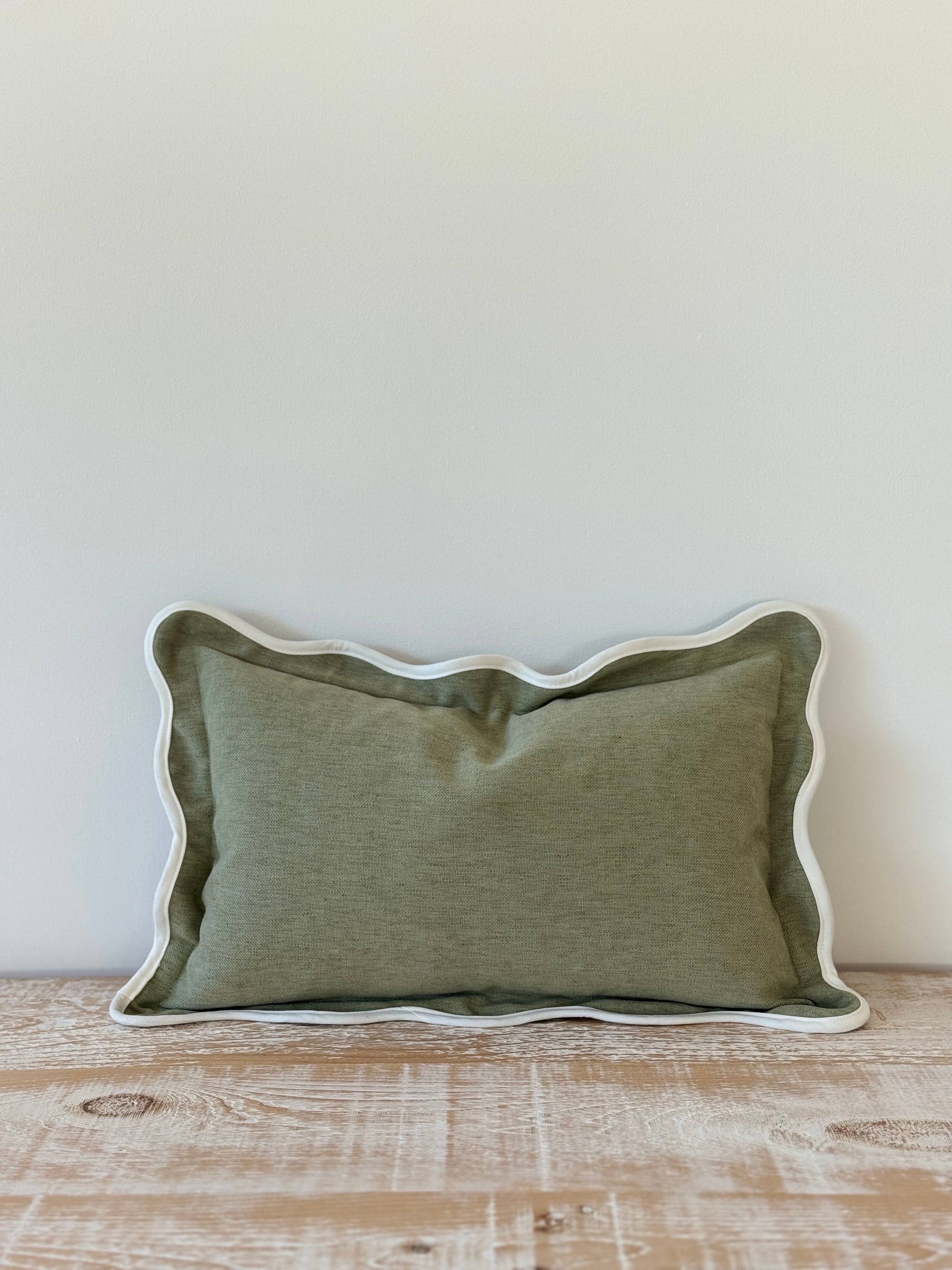 Sage Green Scalloped Cushion Cover