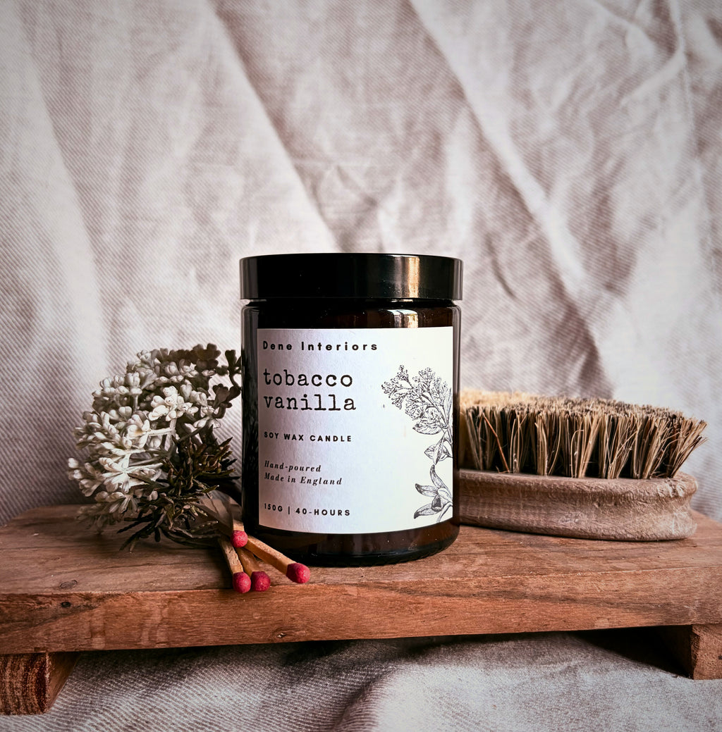 Tobacco Vanilla Candle Amber Glass Jar