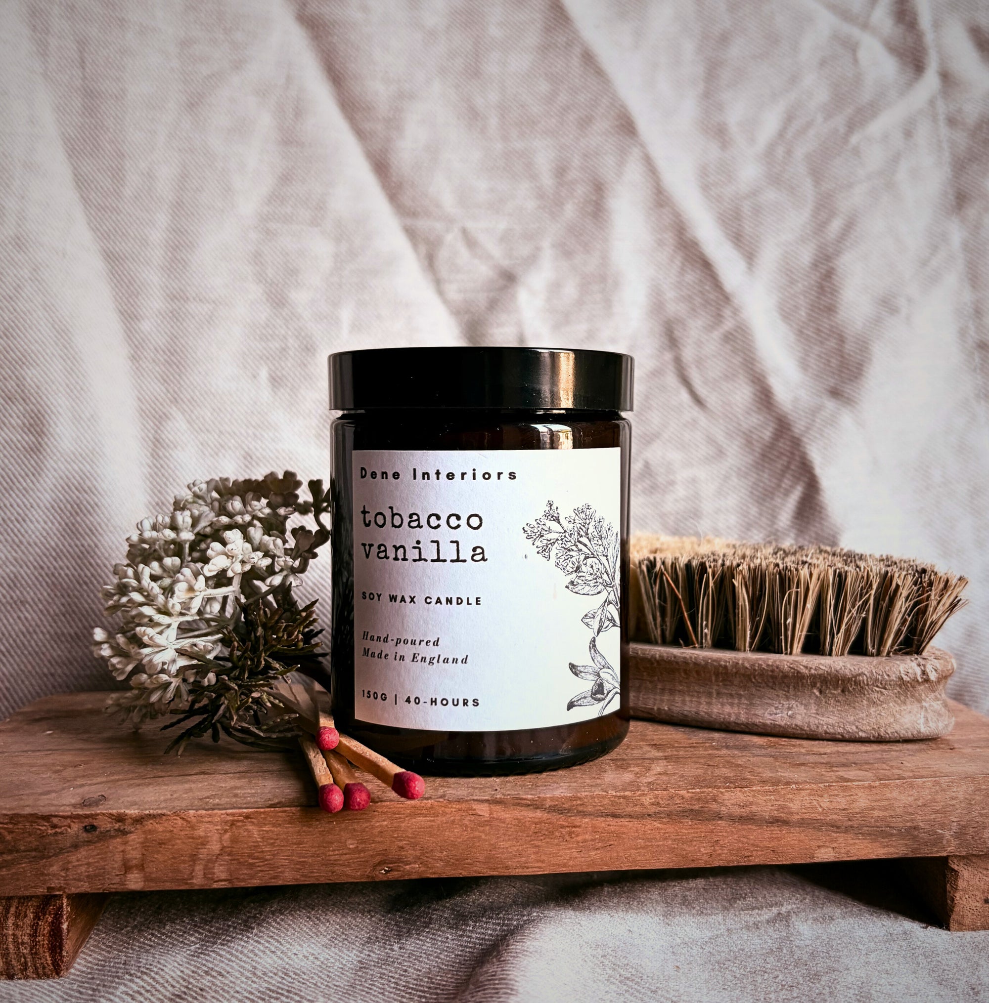 Tobacco Vanilla Candle Amber Glass Jar