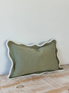 Sage Green Scalloped Cushion Cover