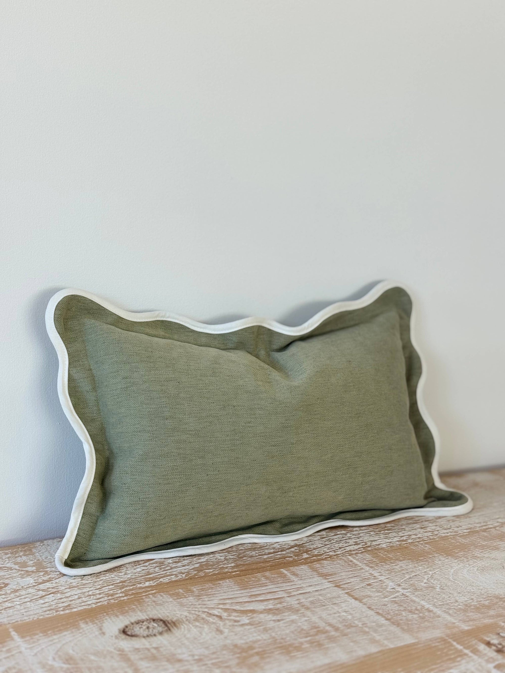 Sage Green Scalloped Cushion Cover