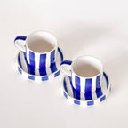 Striped Espresso Cup & Saucer Set | Navy
