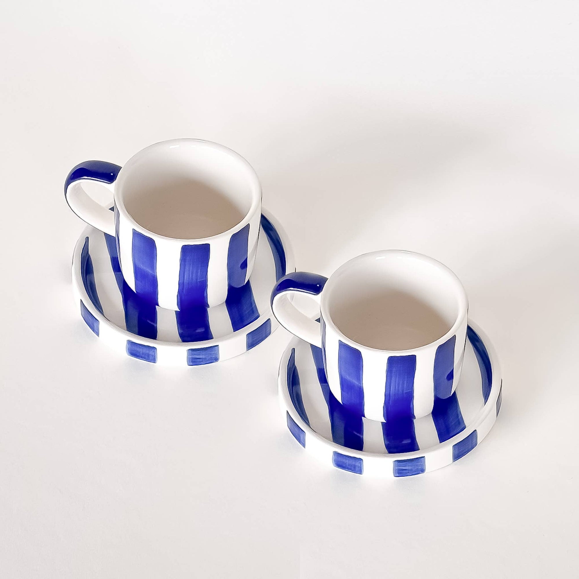 Striped Espresso Cup & Saucer Set | Navy