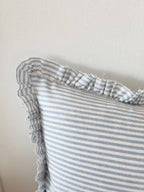 White and Blue Striped Cushion Cover Bolster