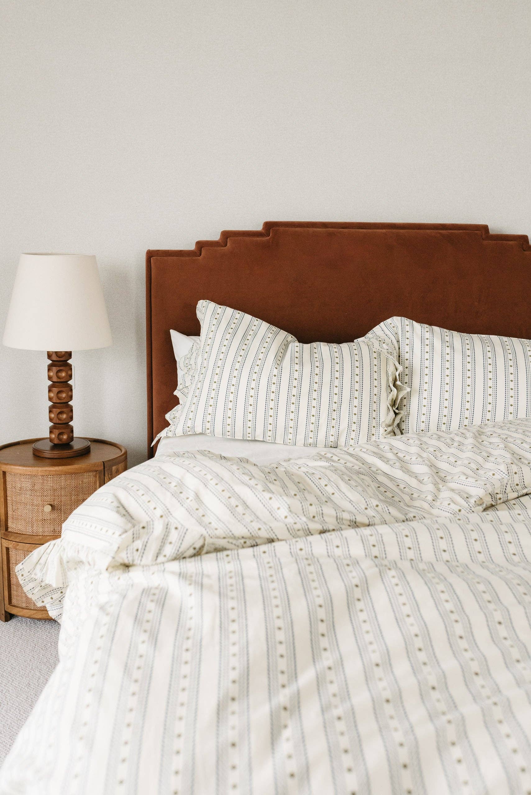 Blue and White Floral Ruffle Duvet Cover