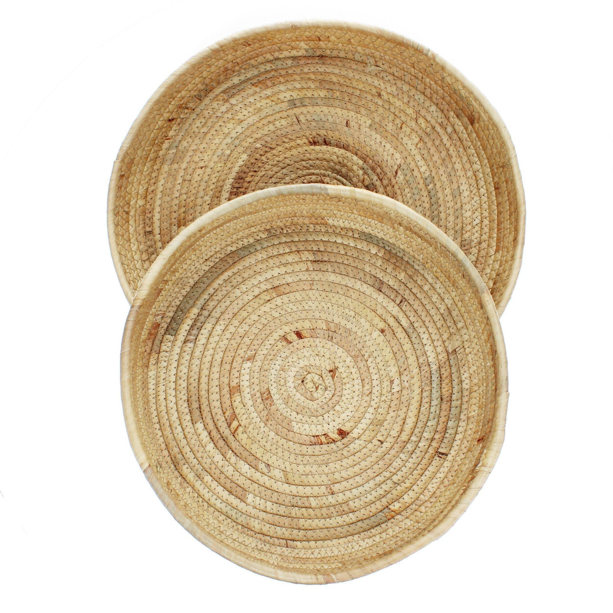 Two Set of Woven Trays Beige