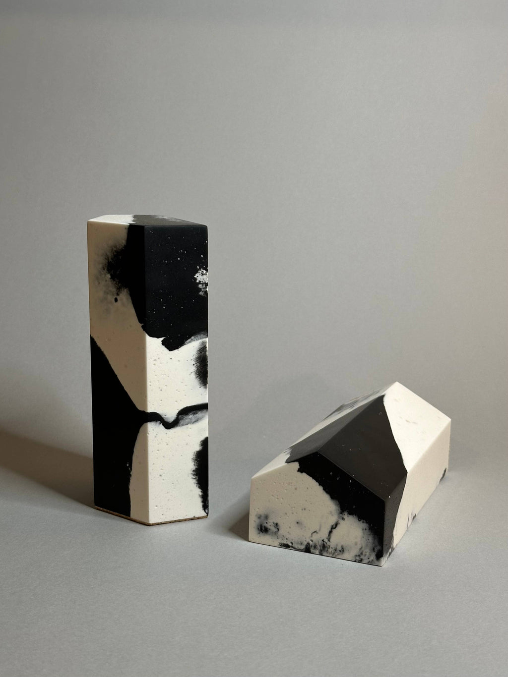 Black and White Marbled Bookends