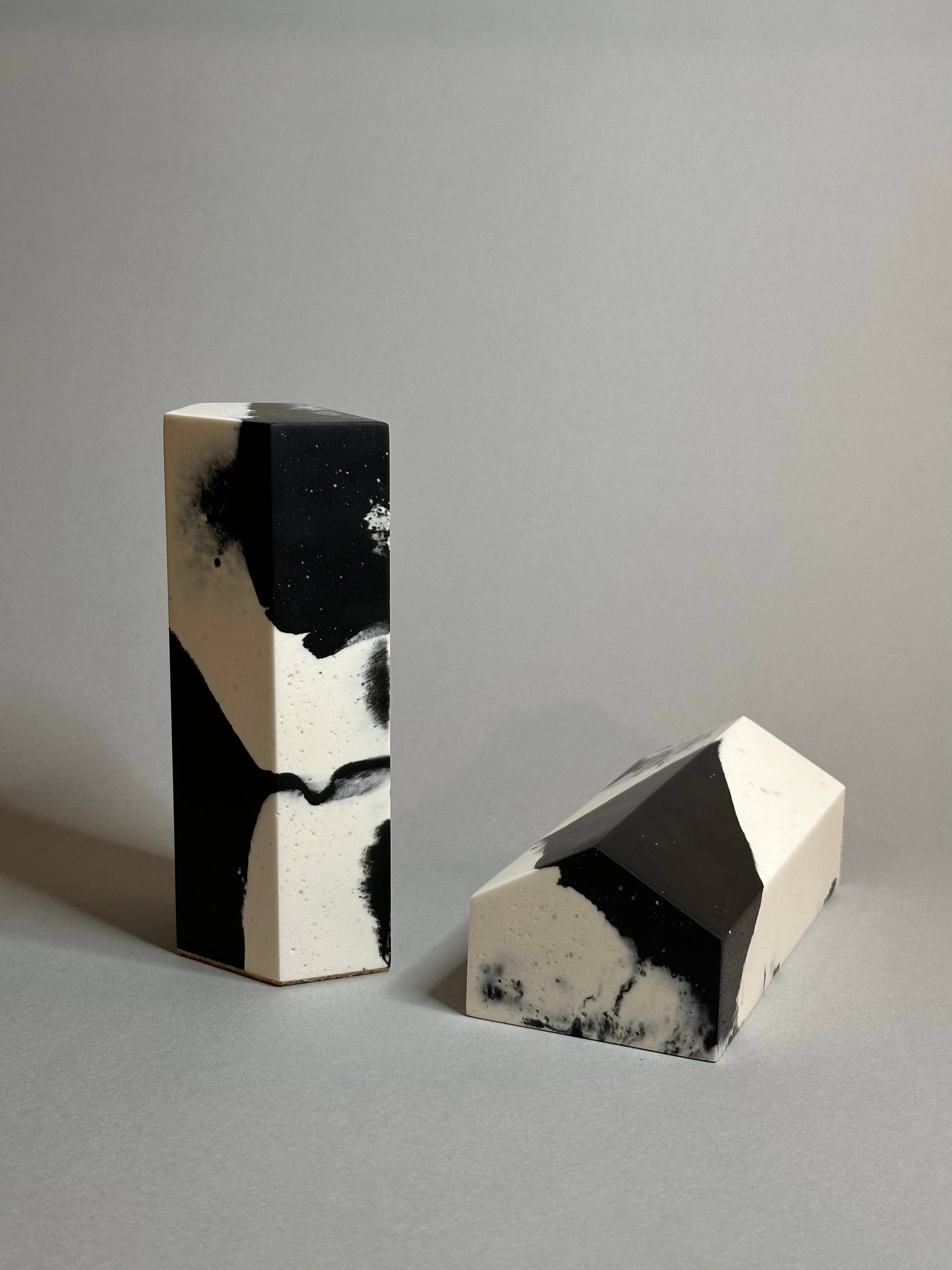 Black and White Marbled Bookends