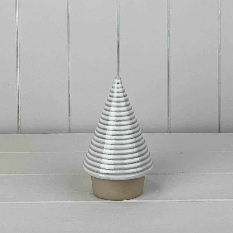 Glazed Grey Ribbed Tree Christmas Ornament