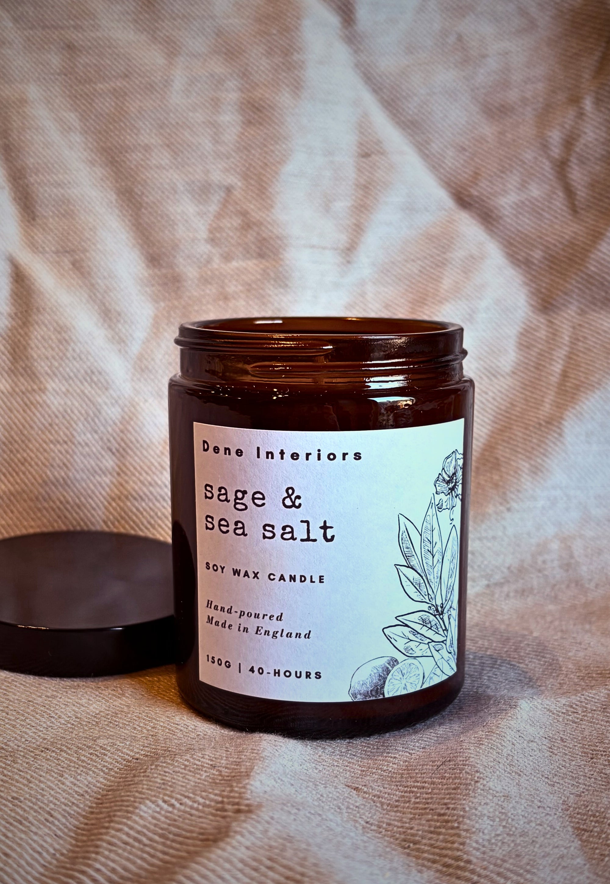 Sage & Sea Salt Candle Amber Glass Jar