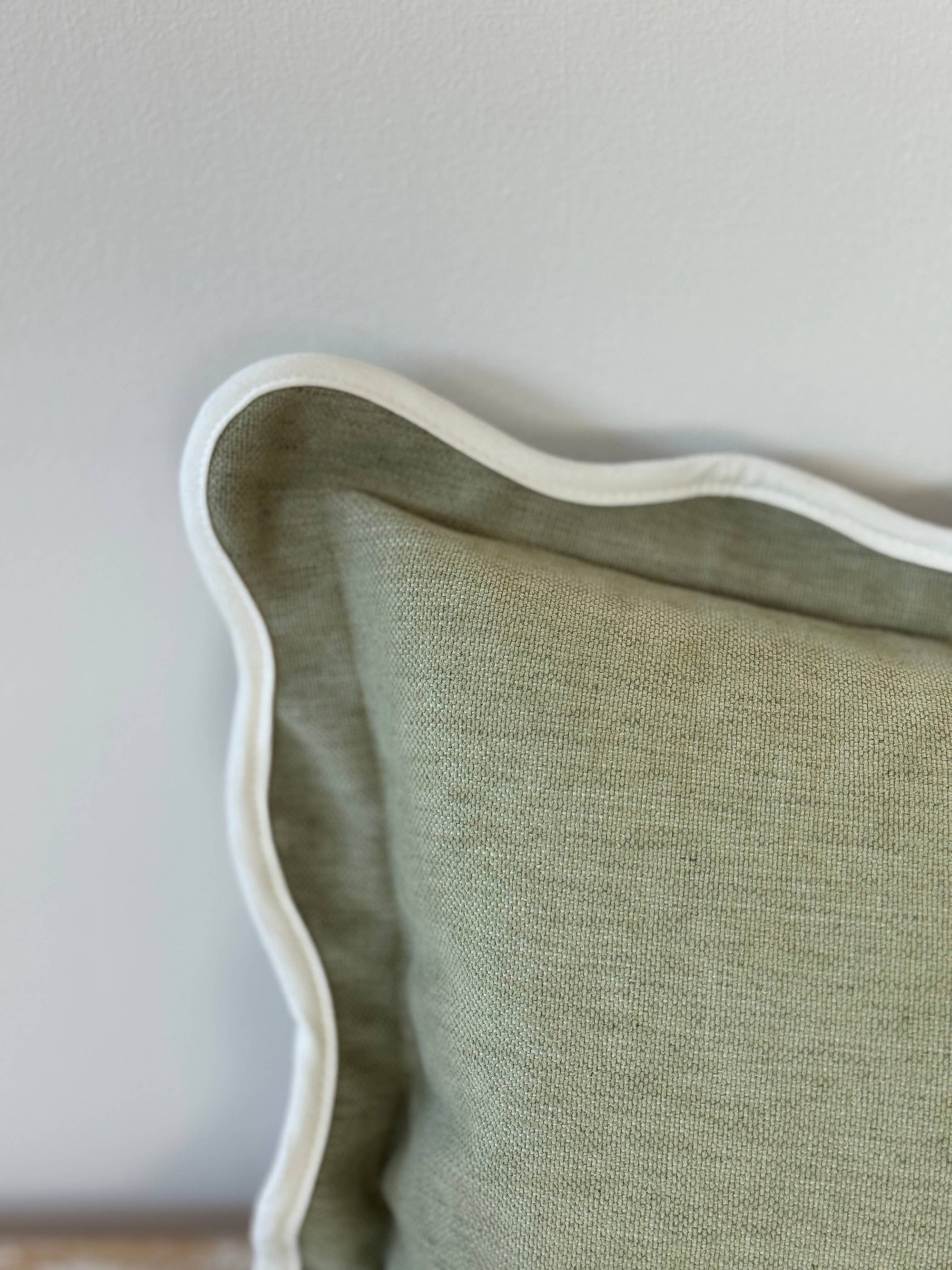 Sage Green Scalloped Cushion Cover
