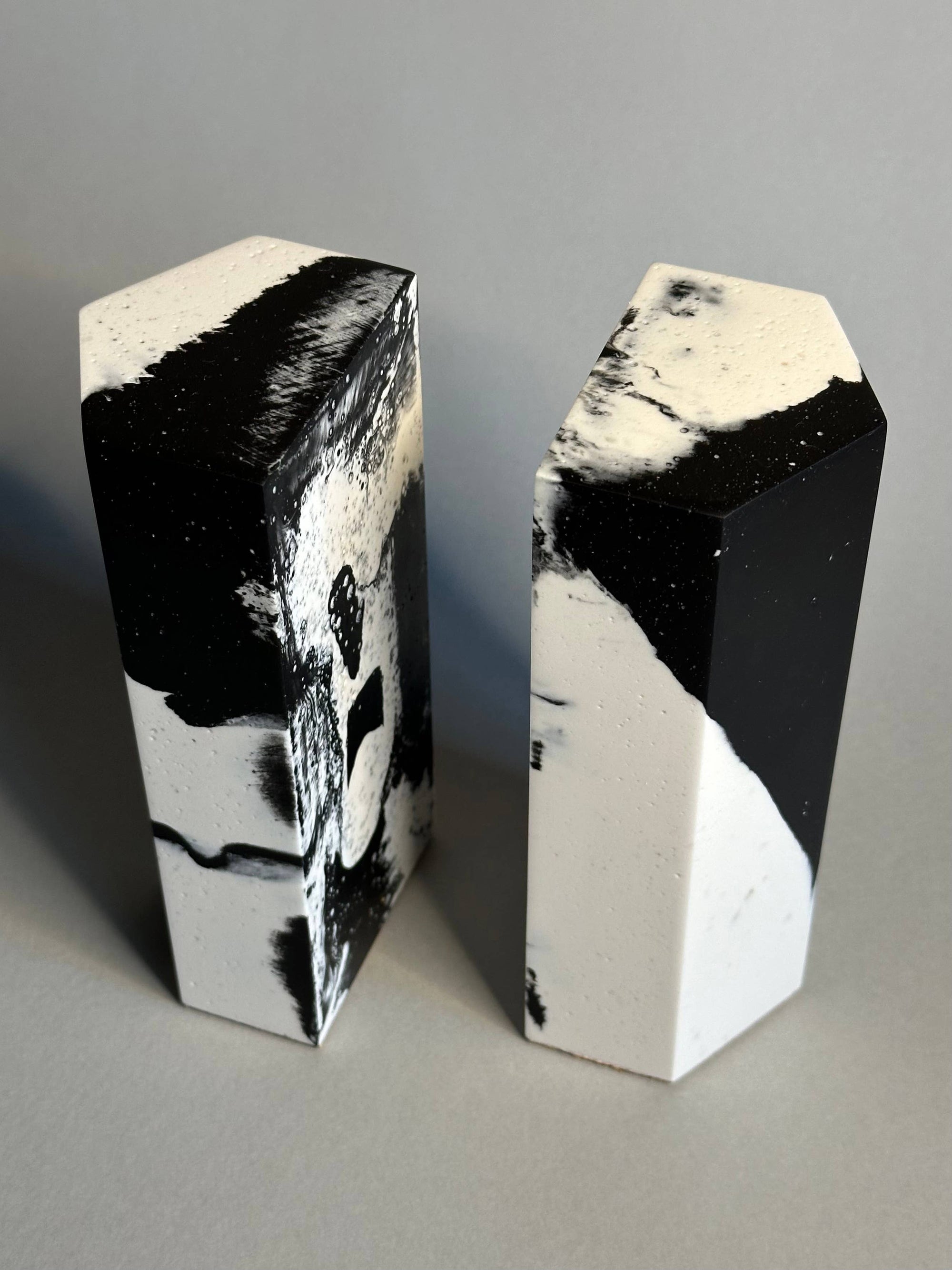 Black and White Marbled Bookends