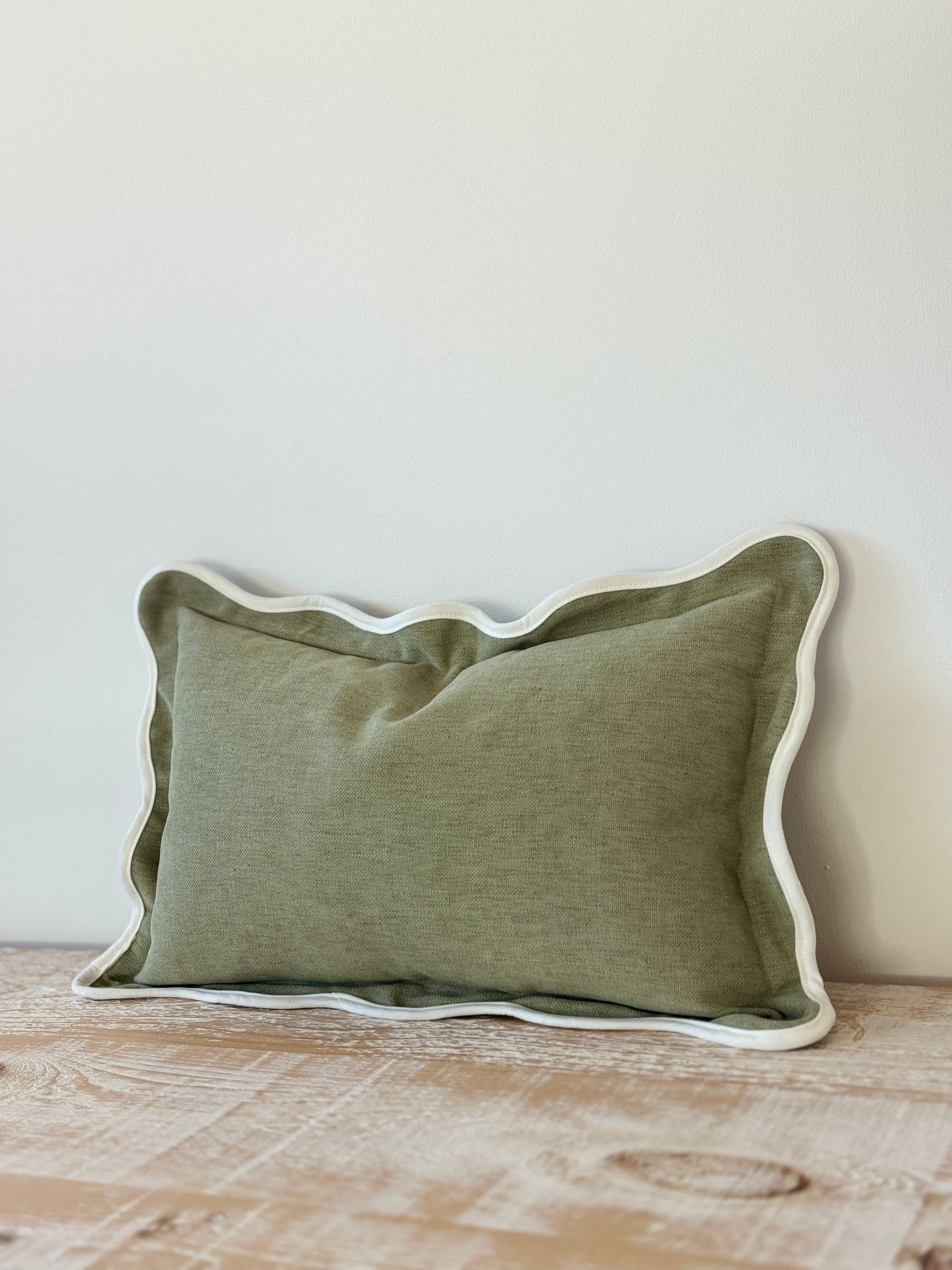 Sage Green Scalloped Cushion Cover