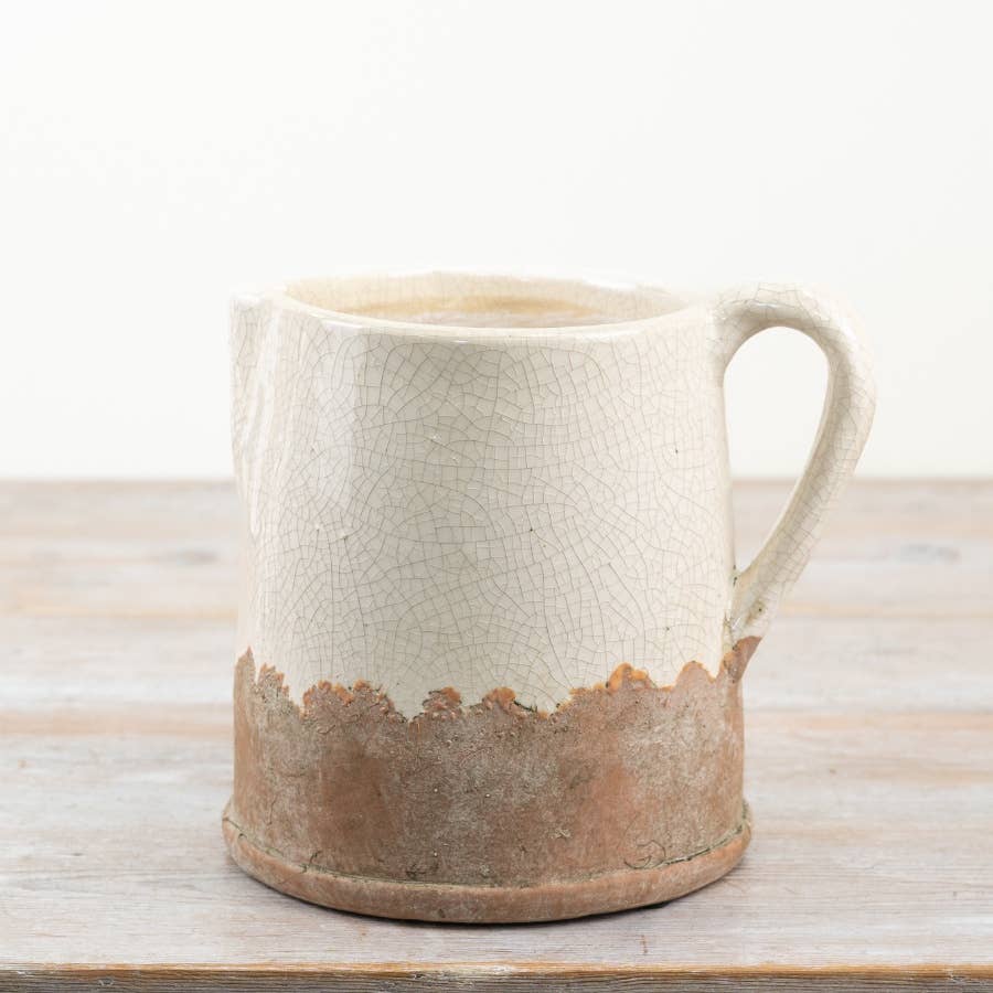 Ceramic Jug White and Terracotta