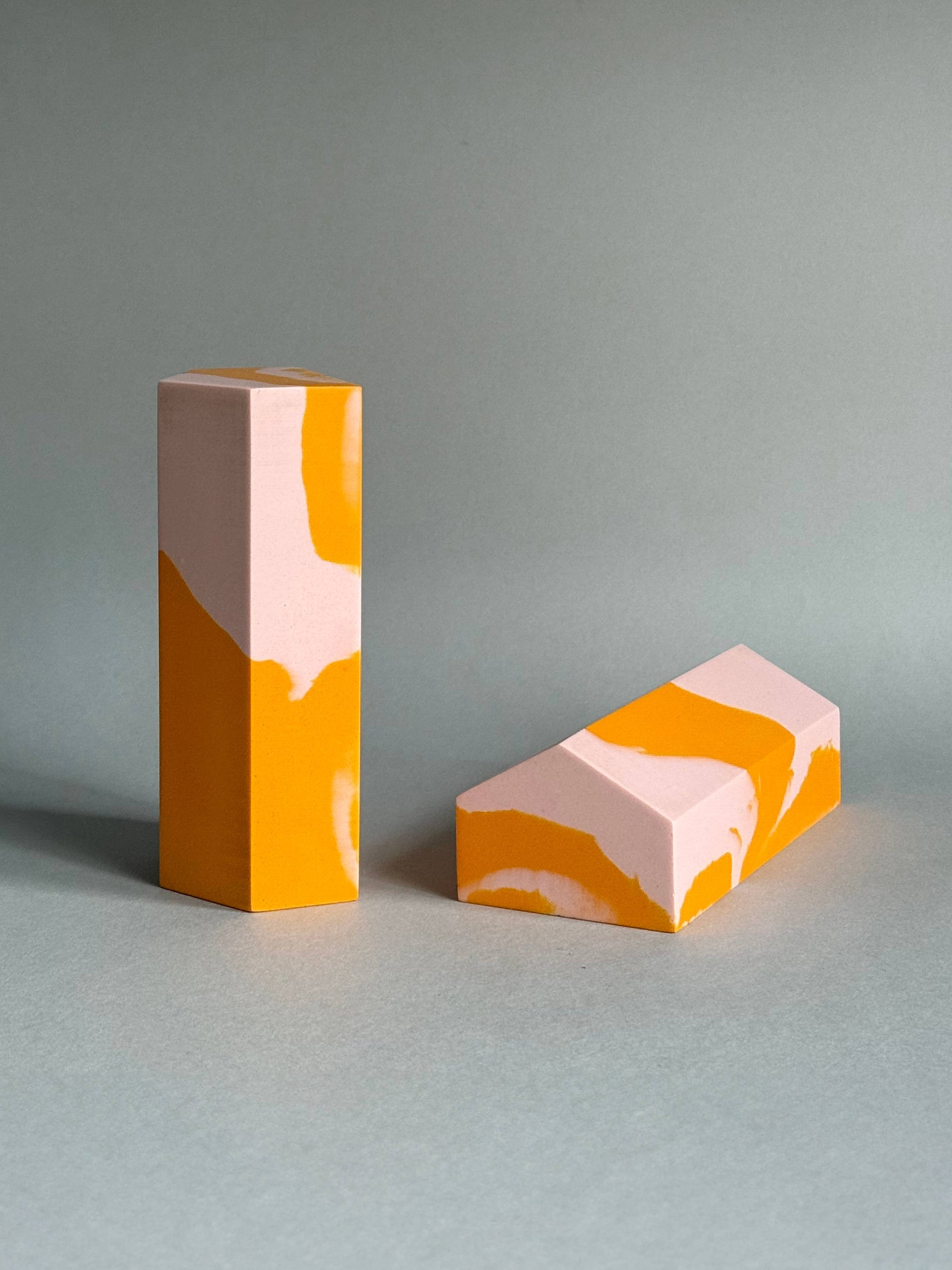 Orange and Pink Marbled Bookends