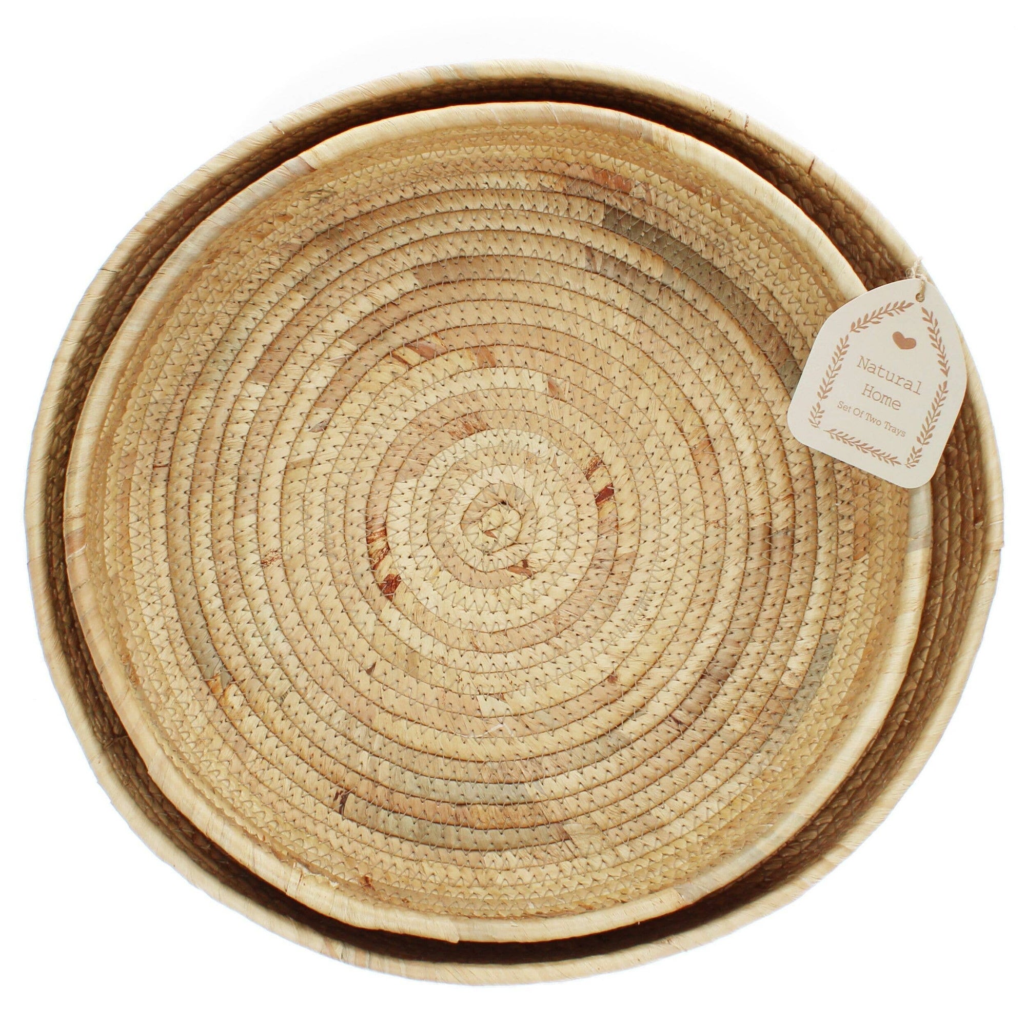 Two Set of Woven Trays Beige