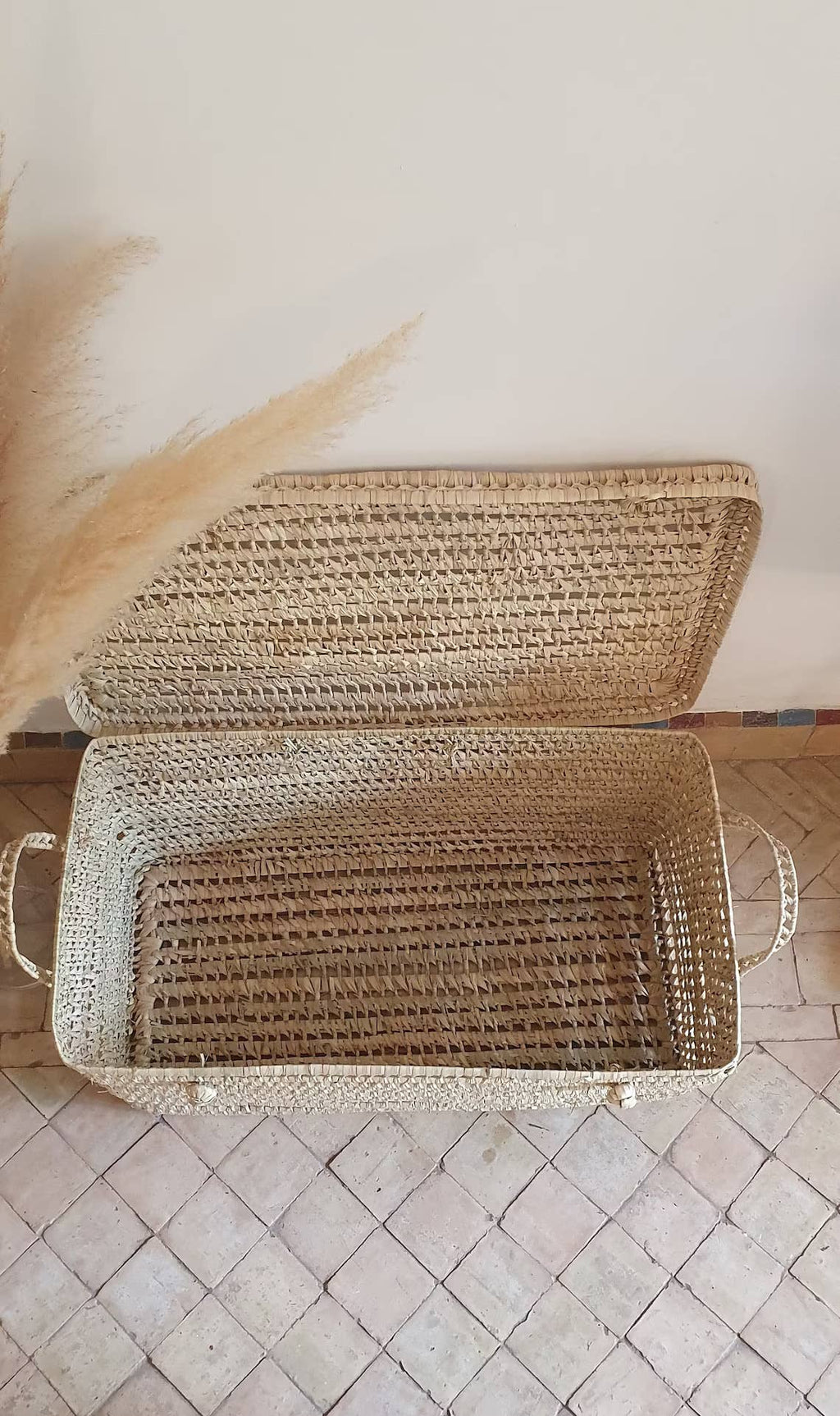 Wicker Storage Trunk Woven Beige