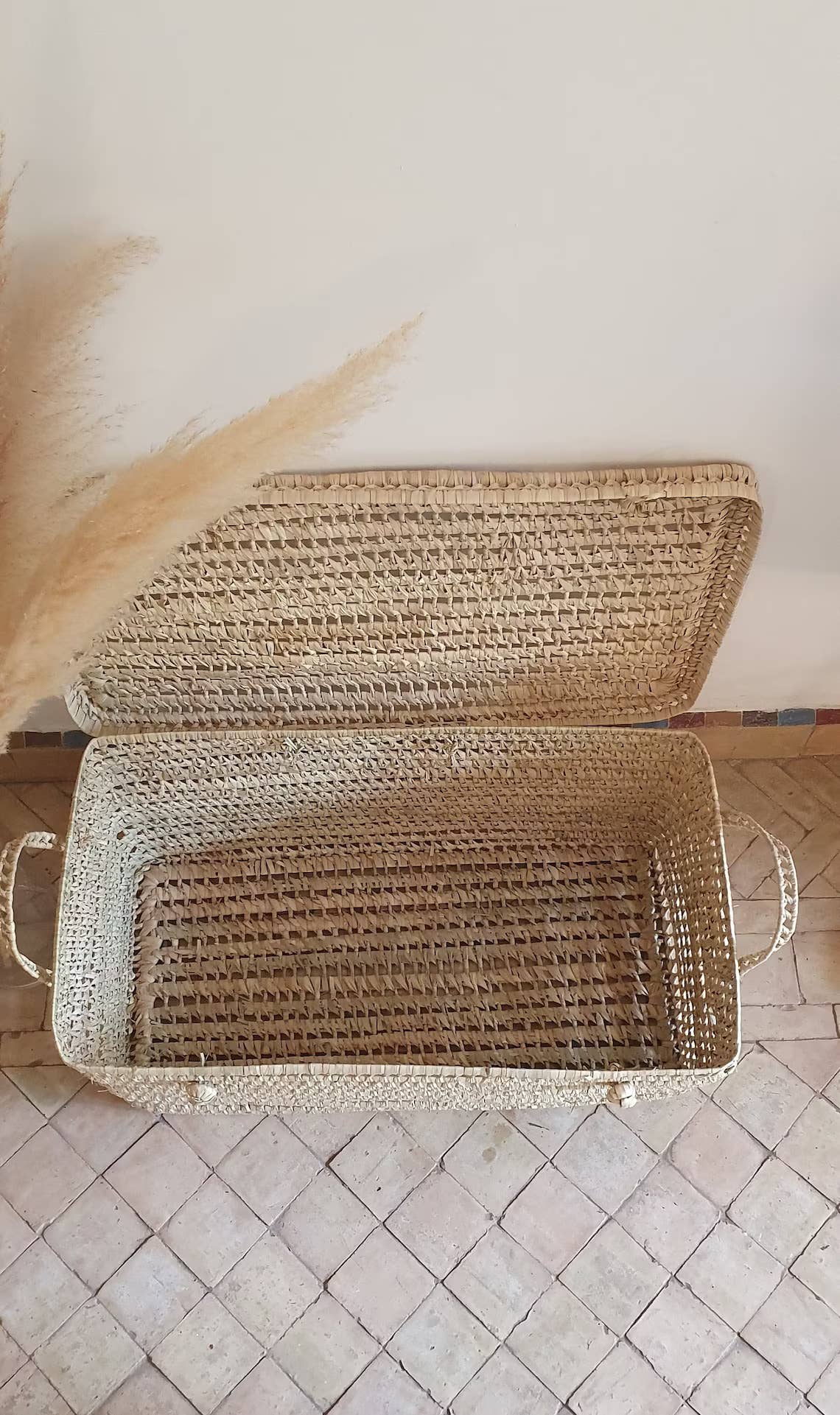 Wicker Storage Trunk Woven Beige