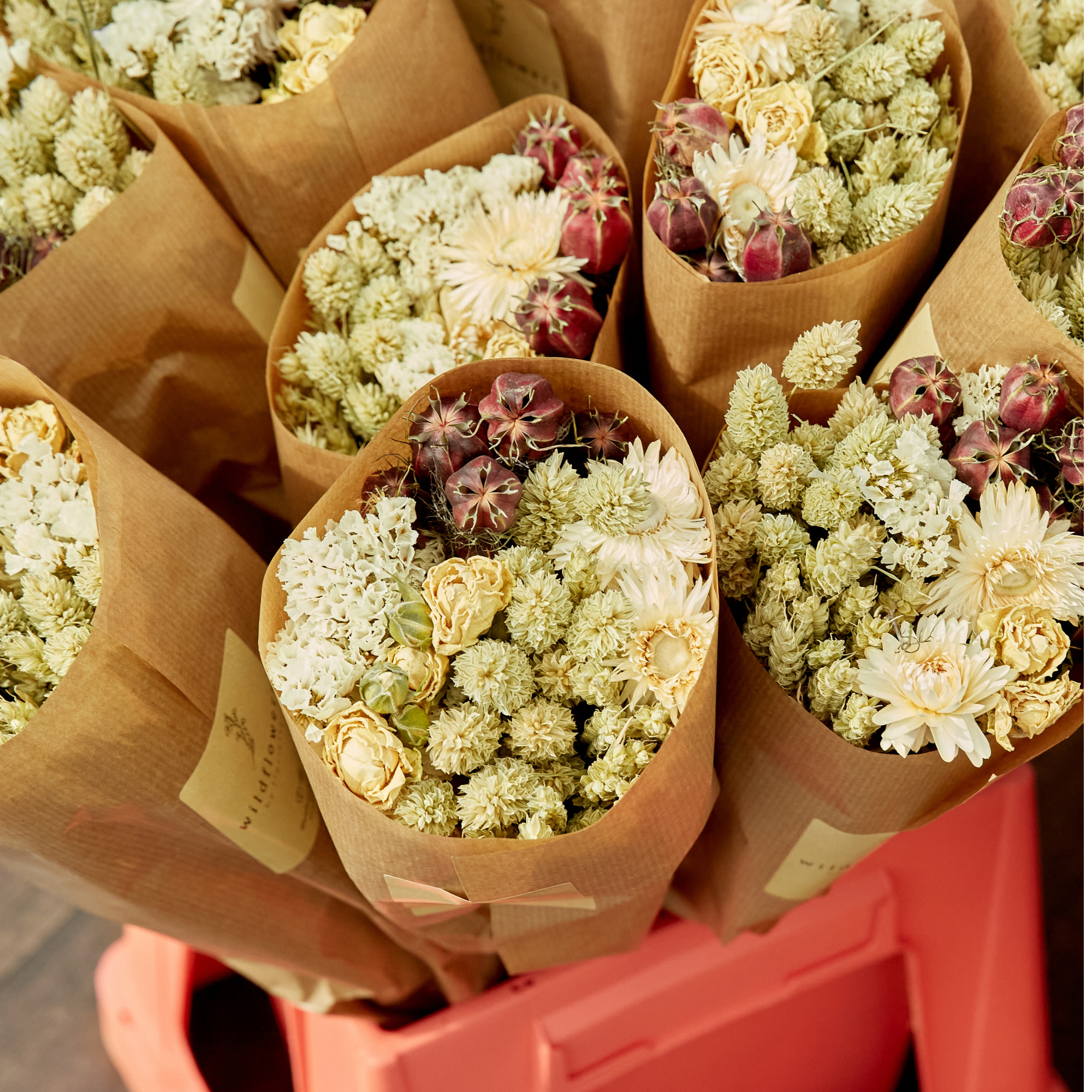 Cream and Natural Dried Wildflower bunch Bouquet