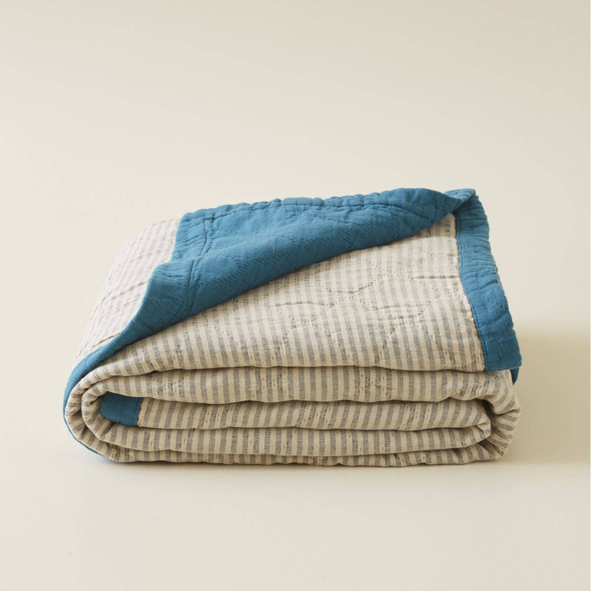 Blue and Green Bedspread Striped