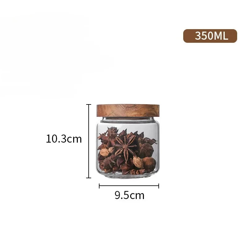 Glass Canister Set With Wooden Lid