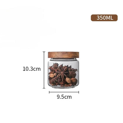 Glass Canister Set With Wooden Lid