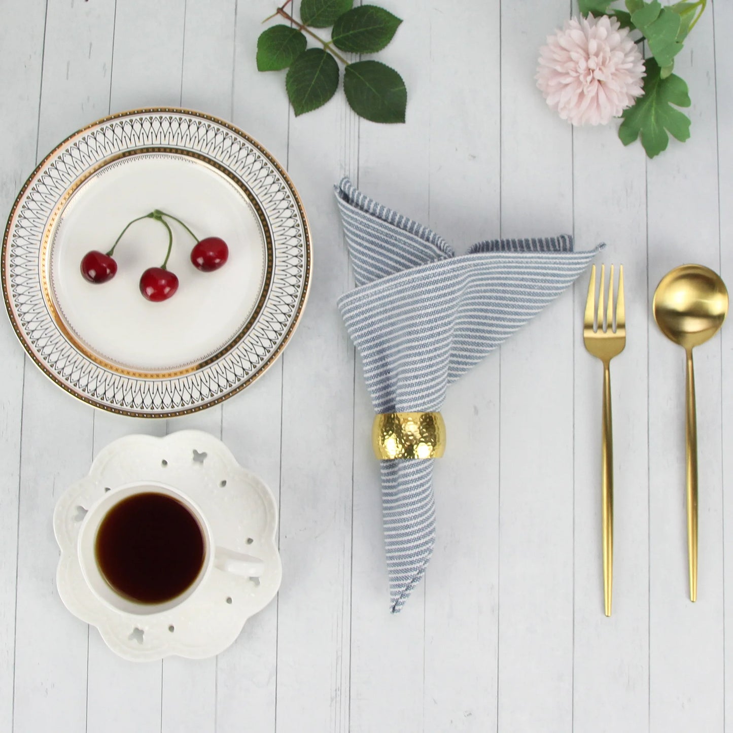 Striped Cotton Linen Napkins | 12 Set