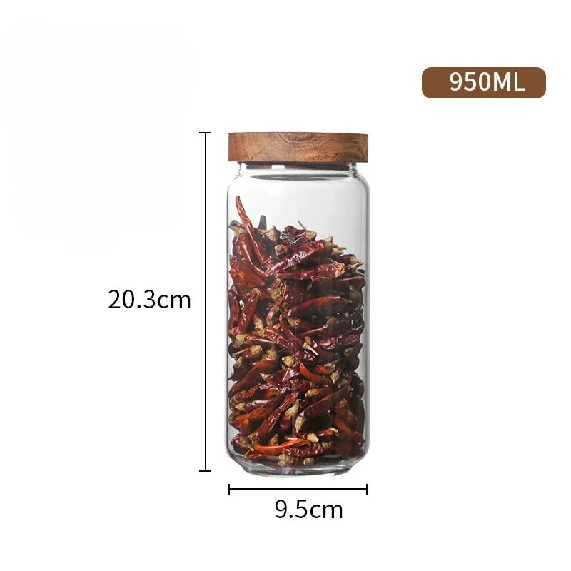 Glass Canister Set With Wooden Lid