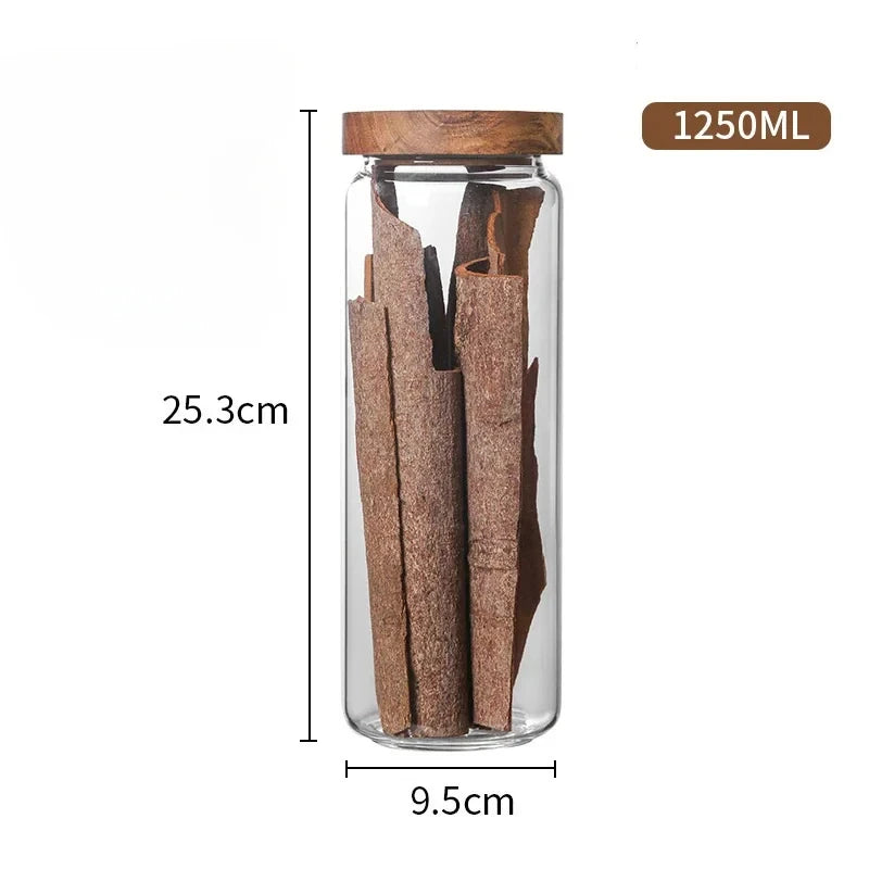 Glass Canister Set With Wooden Lid