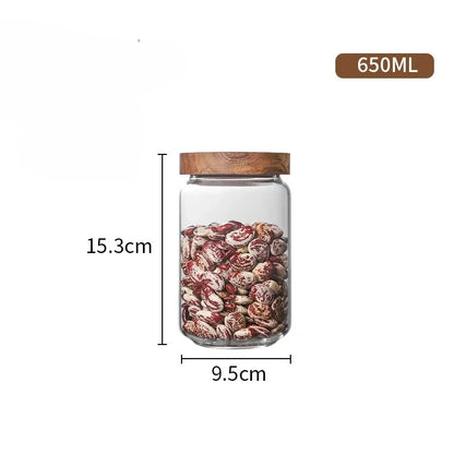 Glass Canister Set With Wooden Lid