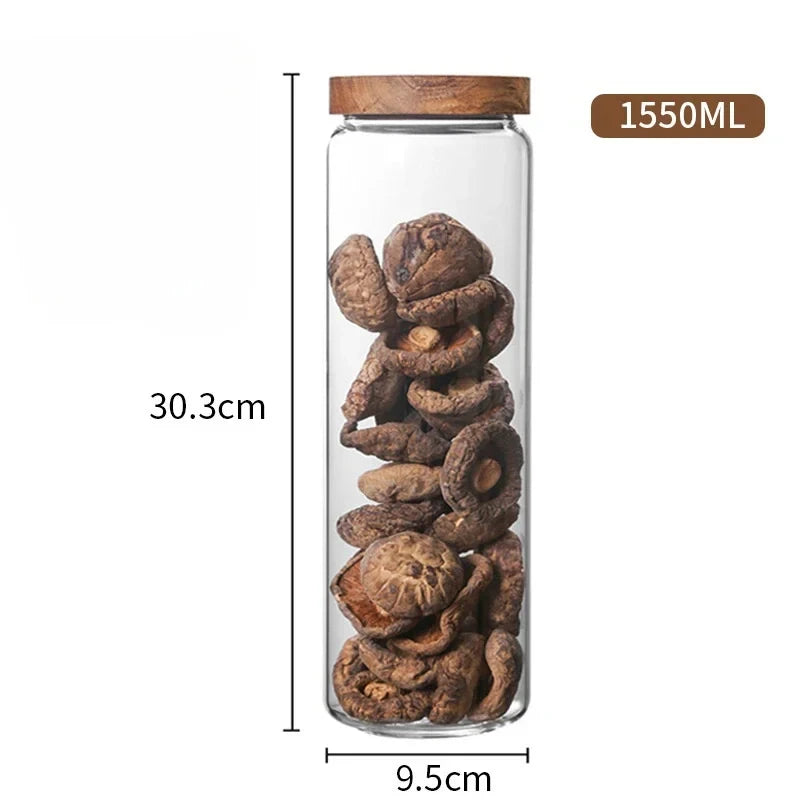Glass Canister Set With Wooden Lid
