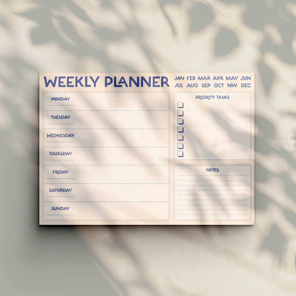 A4 Weekly Planner Pad | Modern Desk Organiser | Stylish Minimal Daily To Do List Desk Pad-1