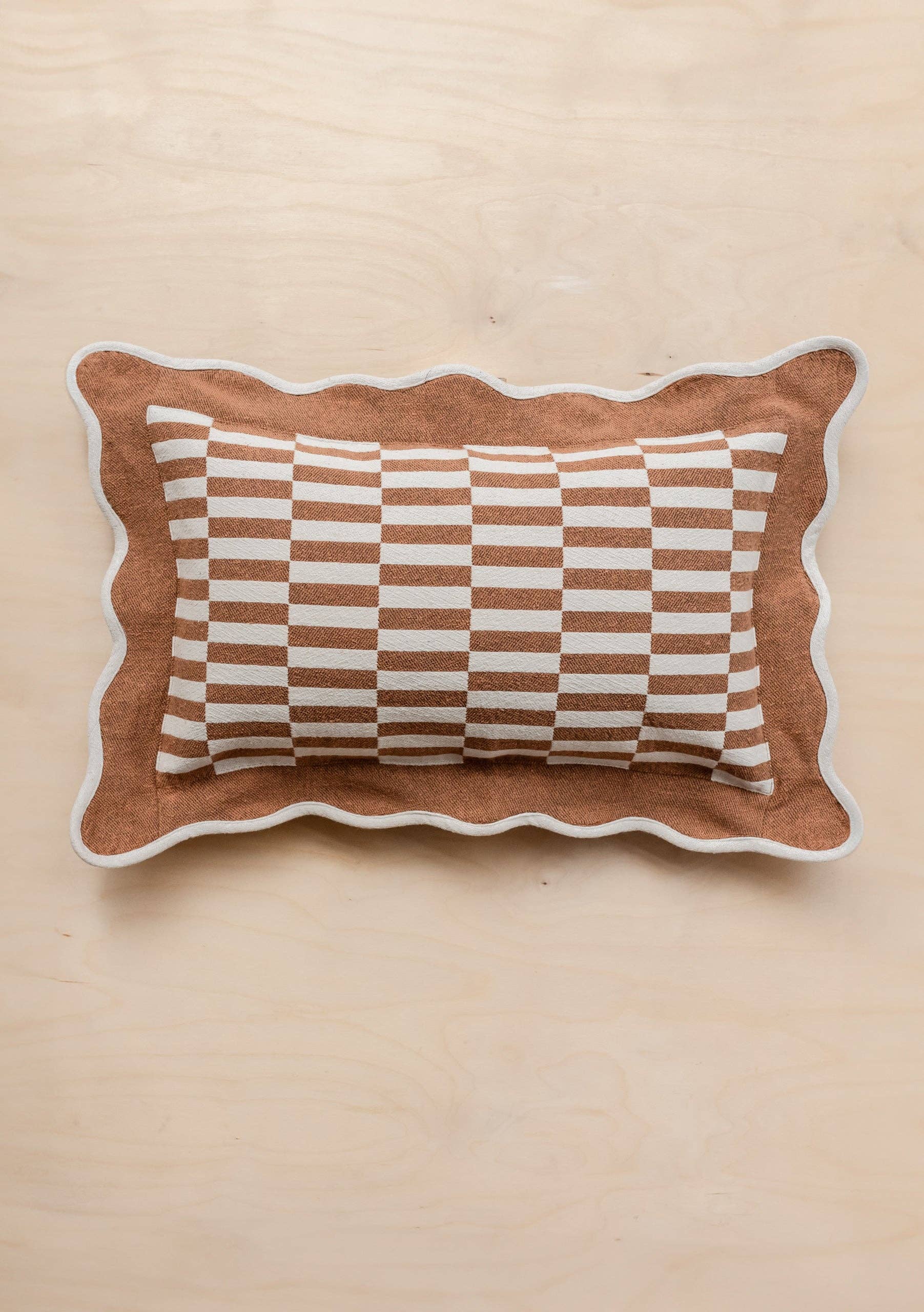 Brown Checkered Cushion Cover