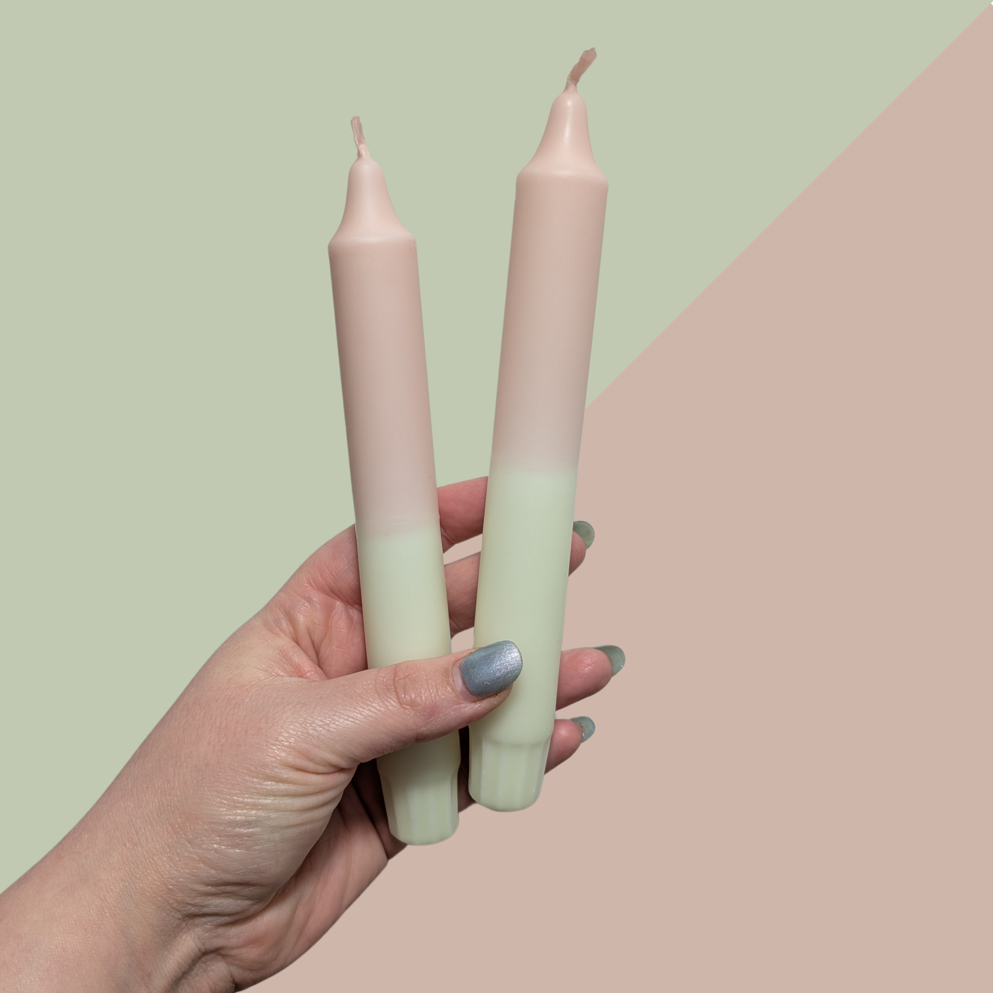 Cream and Pink hand dipped candles