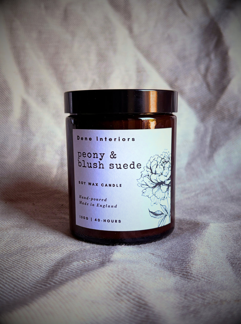 Peony & blush Suede candle Amber Glass Jar