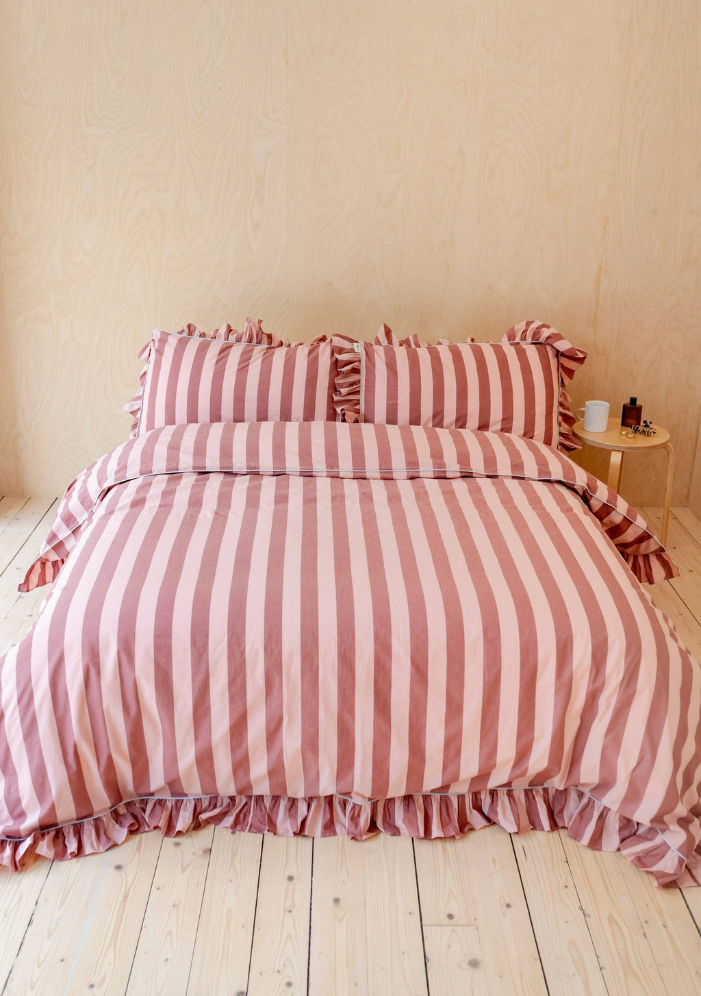 Red and Pink Ruffle Duvet Cover