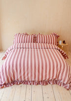 Red and Pink Ruffle Duvet Cover