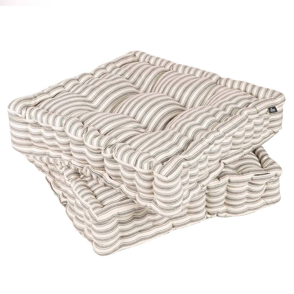 Blue and White Patterned Ruffle Cushion