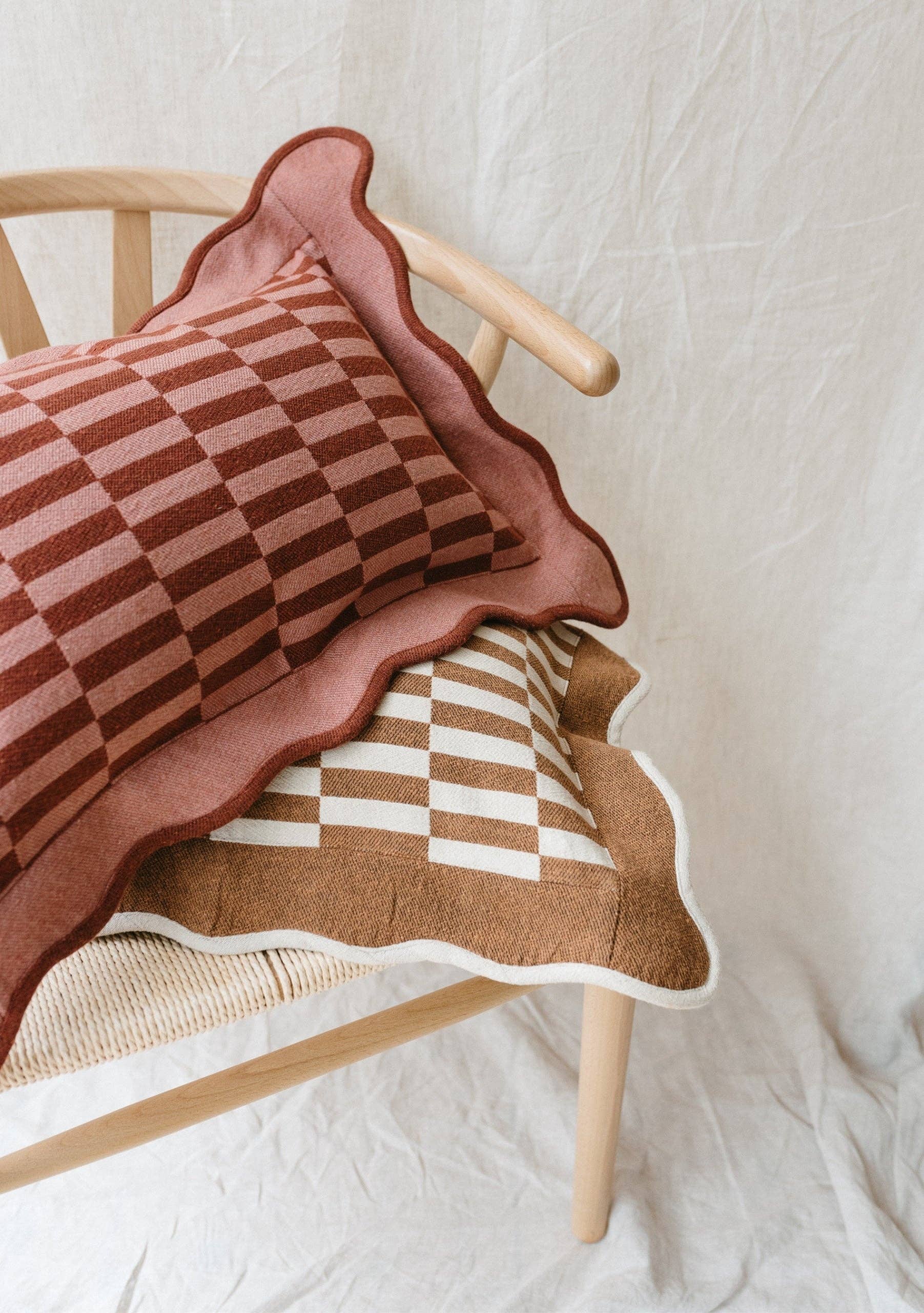 Brown Checkered Cushion Cover