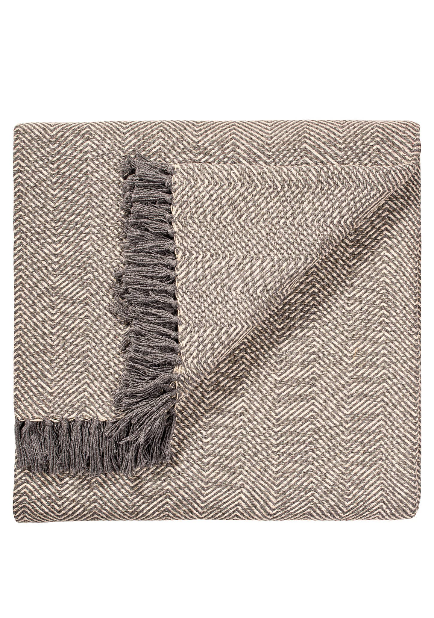 Grey Herringbone Throw Blanket