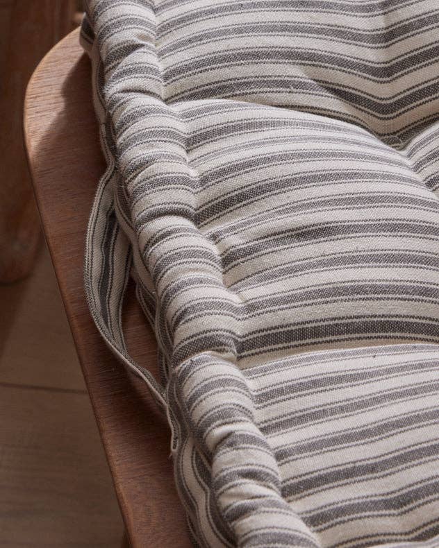 Blue and White Patterned Ruffle Cushion